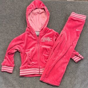 Vintage Nike Pink Velour Hoodie and Pants Set